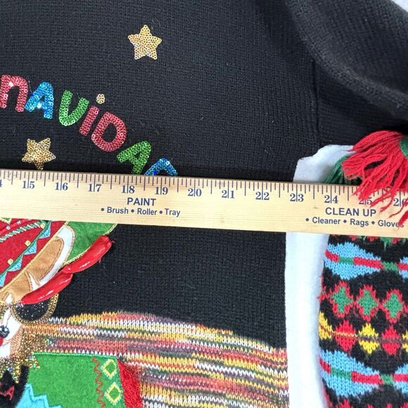 Feliz Navidad Christmas Sweater Holiday Time Women’s Size L Festive Chihuahua - Picture 5 of 7